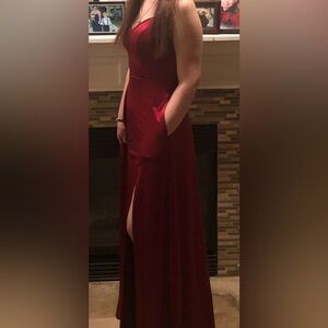 Silky red prom dress